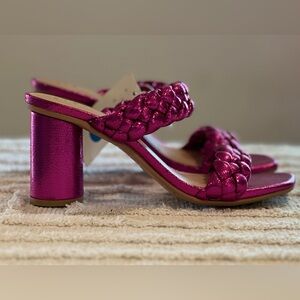A NEW DAY Pink Braided Mules Chunky Heel Sandals- Size 7